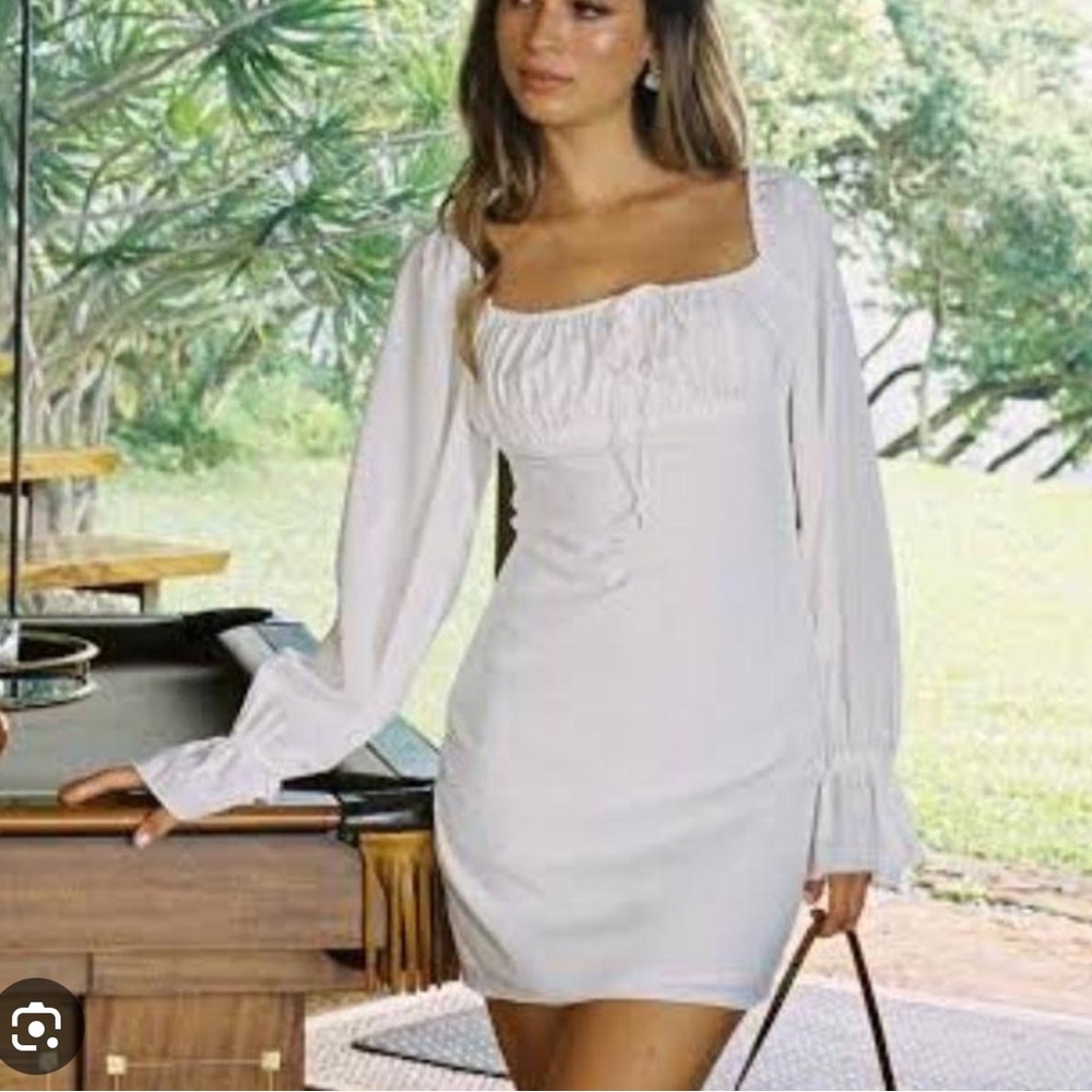 With Jean Elegant White Mini Dress